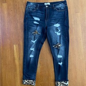 KanCan distressed leopard jeans
